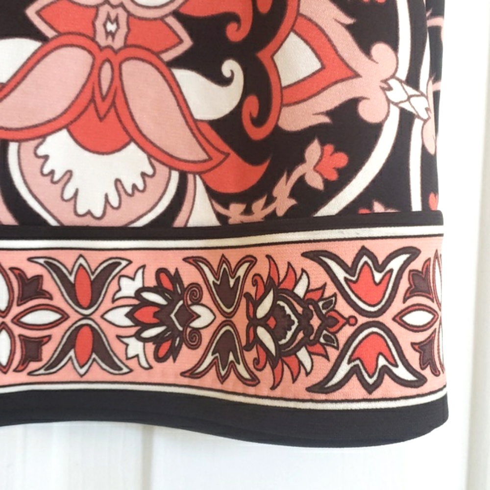 New York & Co Black Coral Paisley Floral Midi Skirt L Large Boho Workwear - Picture 6 of 8